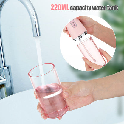 220ml Hand-Held Electric Dental Flusher Household 3-Speed Water Jet Dental Floss Scrubber Smart Power-Off Cleaning Teeth Set