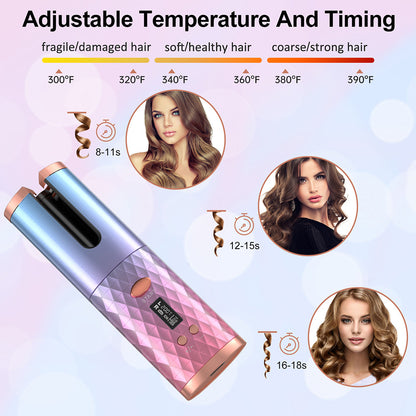 New Portable USB Charging Models Automatic Curling Iron Intelligent LCD Home Mini Lazy Hair Curler